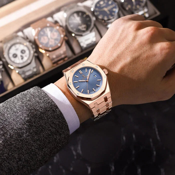 Montre de luxe PAAZOMU pour hommes, en acier inoxydable, étanche et lumineuse