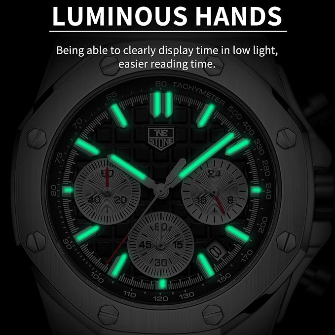 Montre homme à bracelet en silicone, chronographe multifonction analogique à quartz étanche avec calendrier et bracelet en caoutchouc noir.