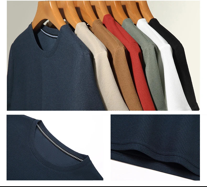 T-shirt à manches courtes et col rond gaufré pour hommes