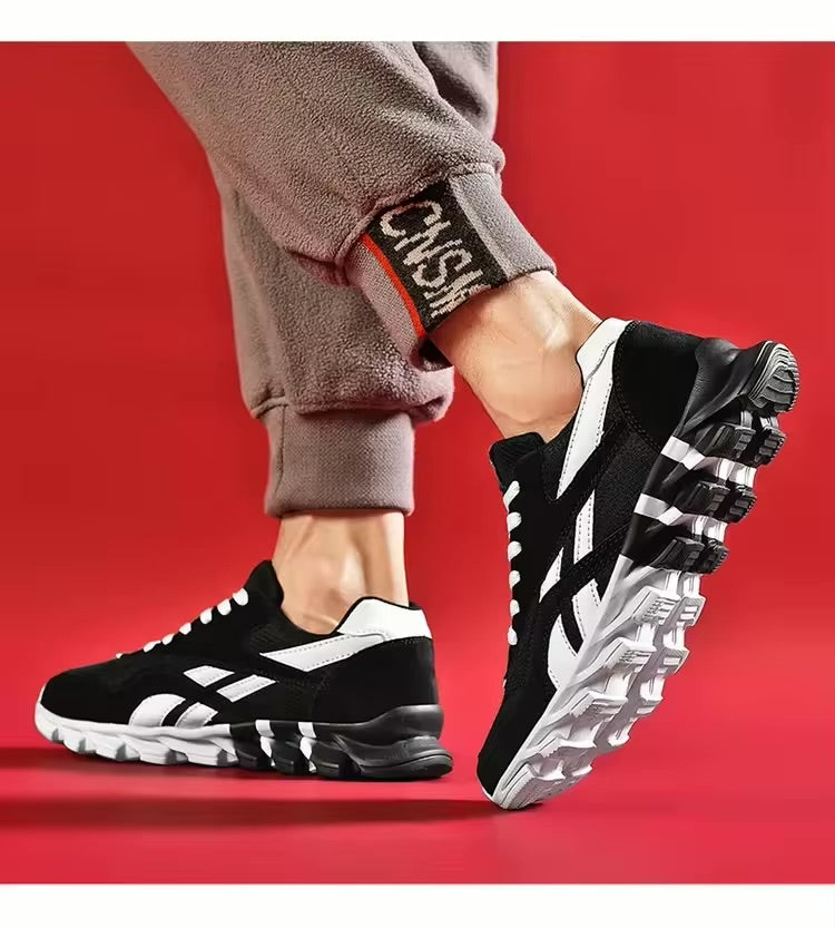 Chaussures de sport respirantes pour hommes, résistantes à l'usure, avec amorti et semelle épaisse, idéales pour la course en extérieur