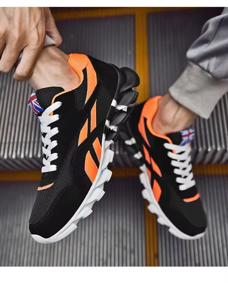 Chaussures de sport respirantes pour hommes, résistantes à l'usure, avec amorti et semelle épaisse, idéales pour la course en extérieur