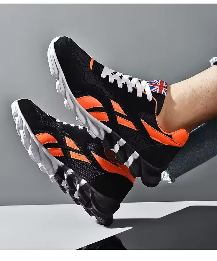 Chaussures de sport respirantes pour hommes, résistantes à l'usure, avec amorti et semelle épaisse, idéales pour la course en extérieur