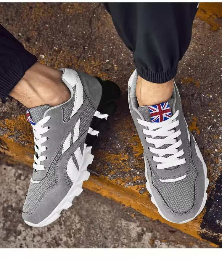 Chaussures de sport respirantes pour hommes, résistantes à l'usure, avec amorti et semelle épaisse, idéales pour la course en extérieur