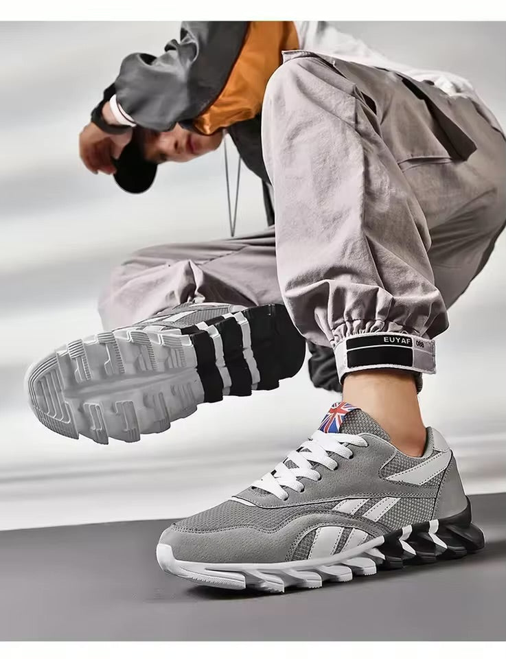 Chaussures de sport respirantes pour hommes, résistantes à l'usure, avec amorti et semelle épaisse, idéales pour la course en extérieur