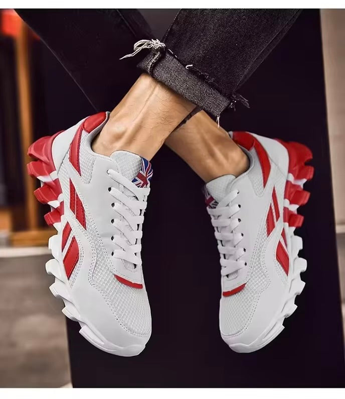 Chaussures de sport respirantes pour hommes, résistantes à l'usure, avec amorti et semelle épaisse, idéales pour la course en extérieur