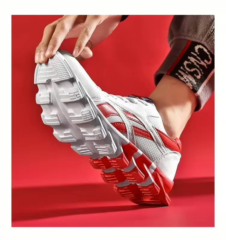 Chaussures de sport respirantes pour hommes, résistantes à l'usure, avec amorti et semelle épaisse, idéales pour la course en extérieur
