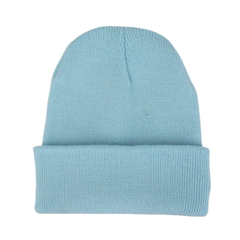 Chapeau froid uni tricoté de couleur unie, bord roulé, personnalisable, polyvalent, décontracté, polyvalent, chaud, pour hommes et femmes