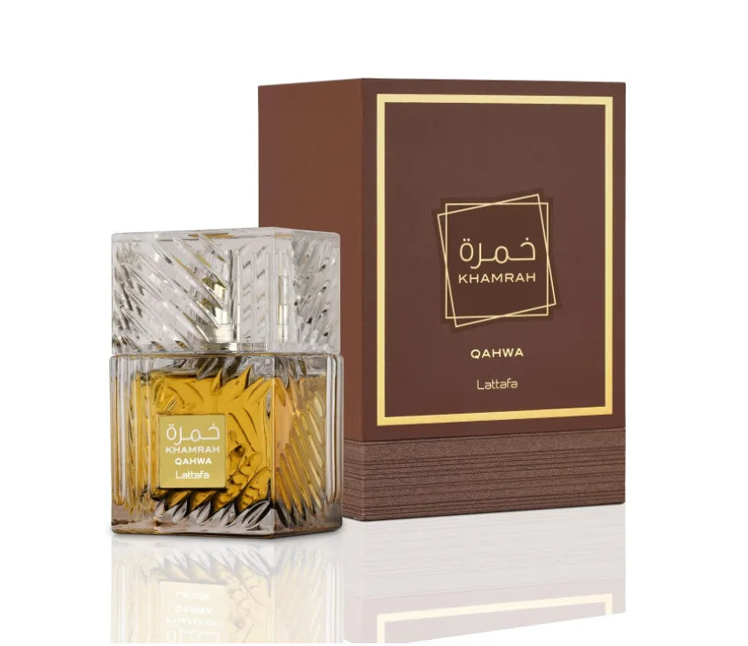Parfum Khamrah unisexe de Dubaï, fragrance neutre, bois frais, parfum léger, parfum cuir, nouvelle fragrance tentation durable.