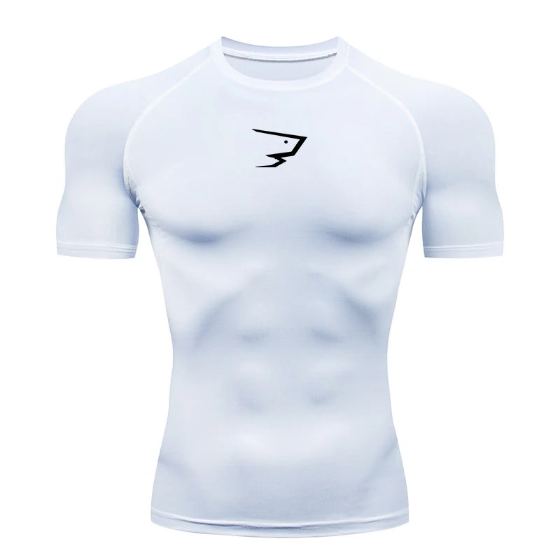 T-shirt à manches courtes Sport t-shirts Gym Fitness Hommes course Compression