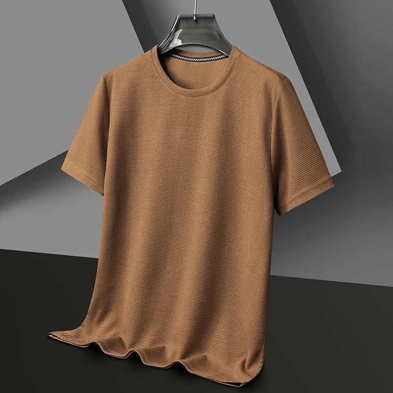 T-shirt à manches courtes et col rond gaufré pour hommes