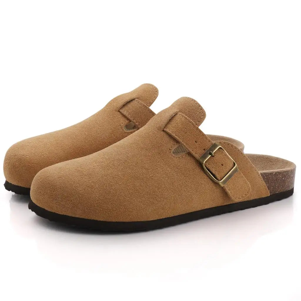 Comwarm – Mules en daim, sandales à semelle intérieure en liège avec Support d'arc