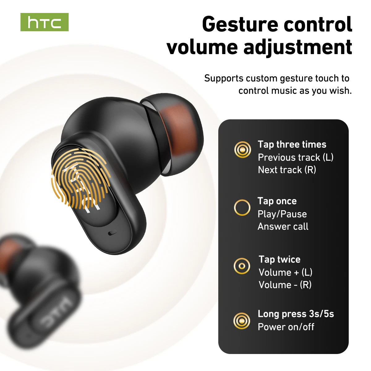 Écouteurs Bluetooth 6.0 TWS HTC NE79 avec traduction IA 135 langues, suppression du bruit ENC, son stéréo HiFi et écran LED