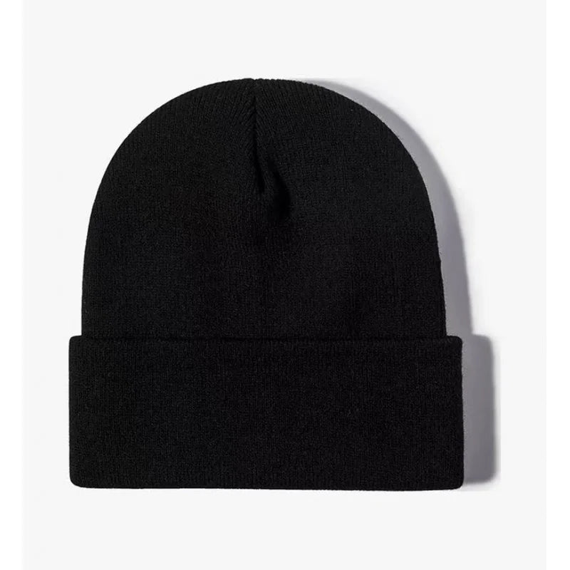 Chapeau froid uni tricoté de couleur unie, bord roulé, personnalisable, polyvalent, décontracté, polyvalent, chaud, pour hommes et femmes