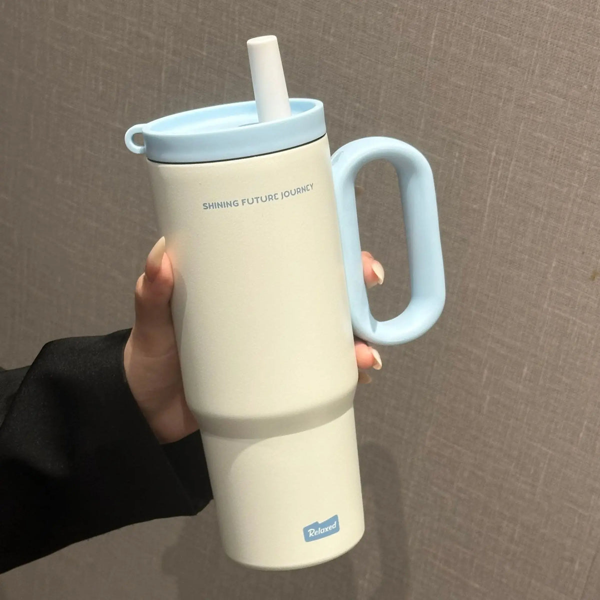 Tasse Thermos en acier inoxydable de 720ML, avec paille et poignée, boisson au café glacé, tasse isolée sous vide, bouteille d'eau extérieure pour voyage en voiture
