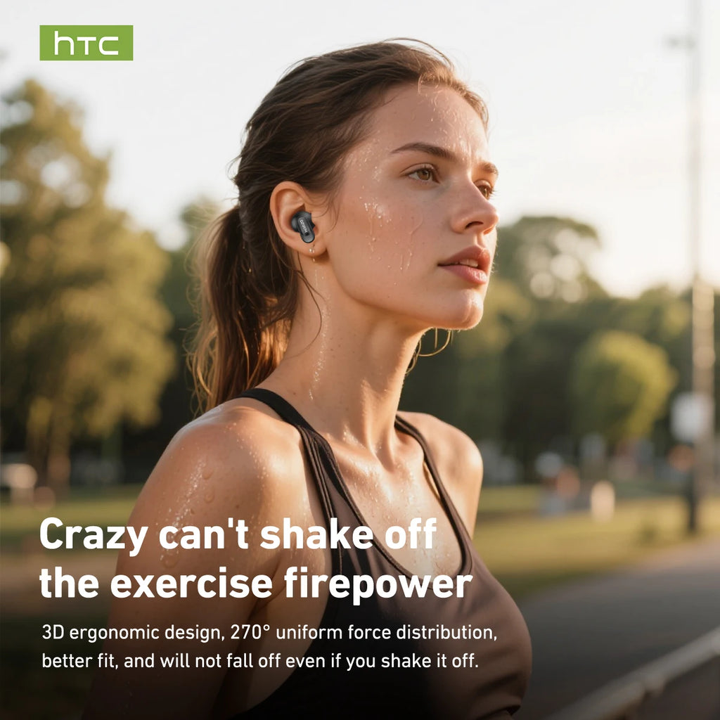 Écouteurs Bluetooth 6.0 TWS HTC NE79 avec traduction IA 135 langues, suppression du bruit ENC, son stéréo HiFi et écran LED