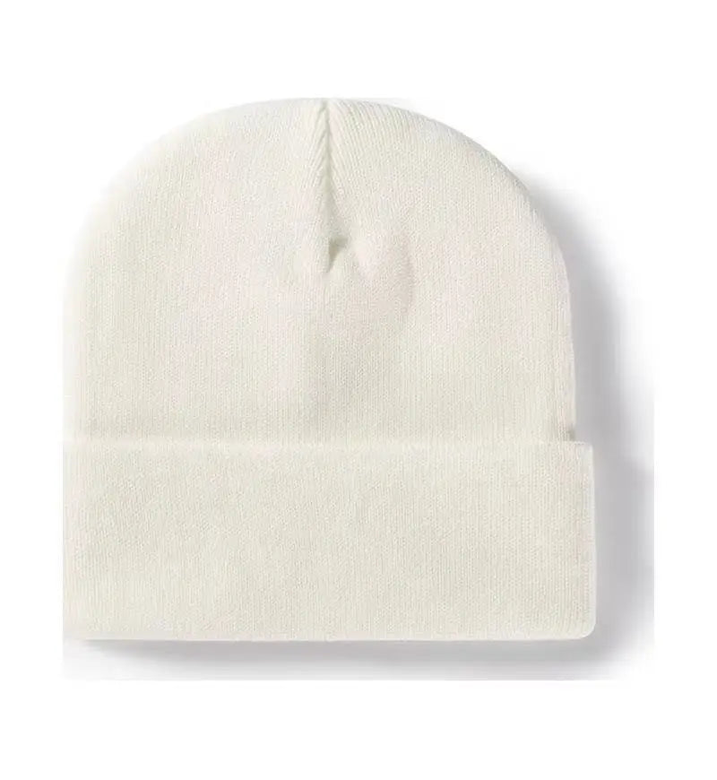 Chapeau froid uni tricoté de couleur unie, bord roulé, personnalisable, polyvalent, décontracté, polyvalent, chaud, pour hommes et femmes