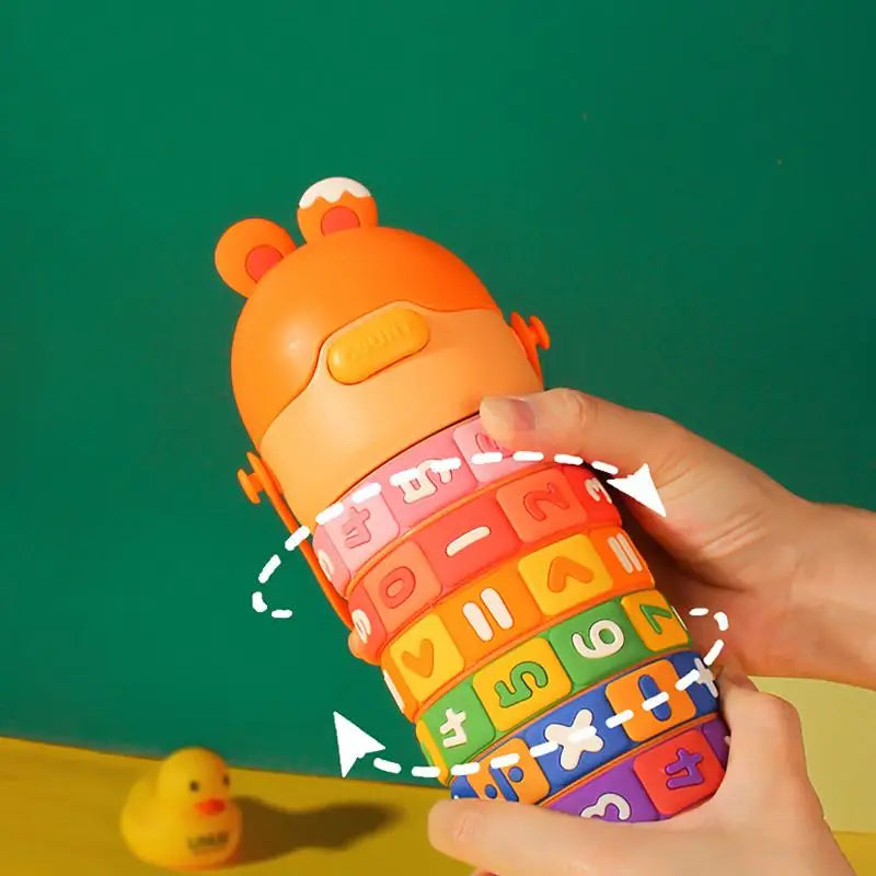 Bouteille d'eau isotherme en acier inoxydable pour enfants, jouet éducatif avec sangle et paille