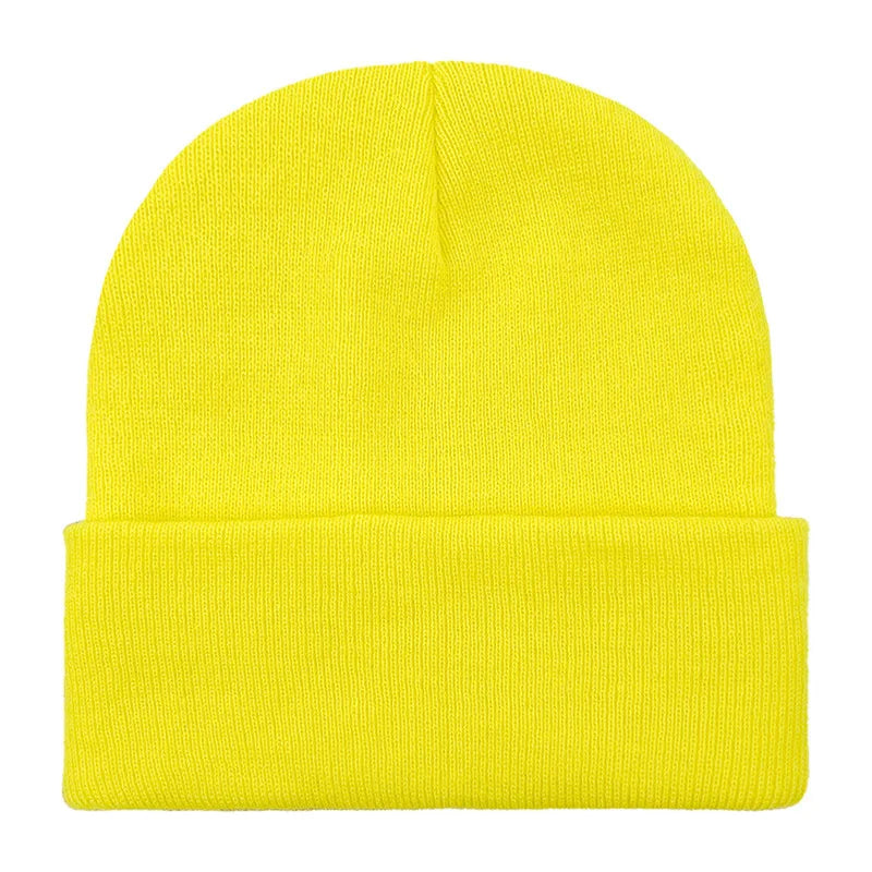 Chapeau froid uni tricoté de couleur unie, bord roulé, personnalisable, polyvalent, décontracté, polyvalent, chaud, pour hommes et femmes