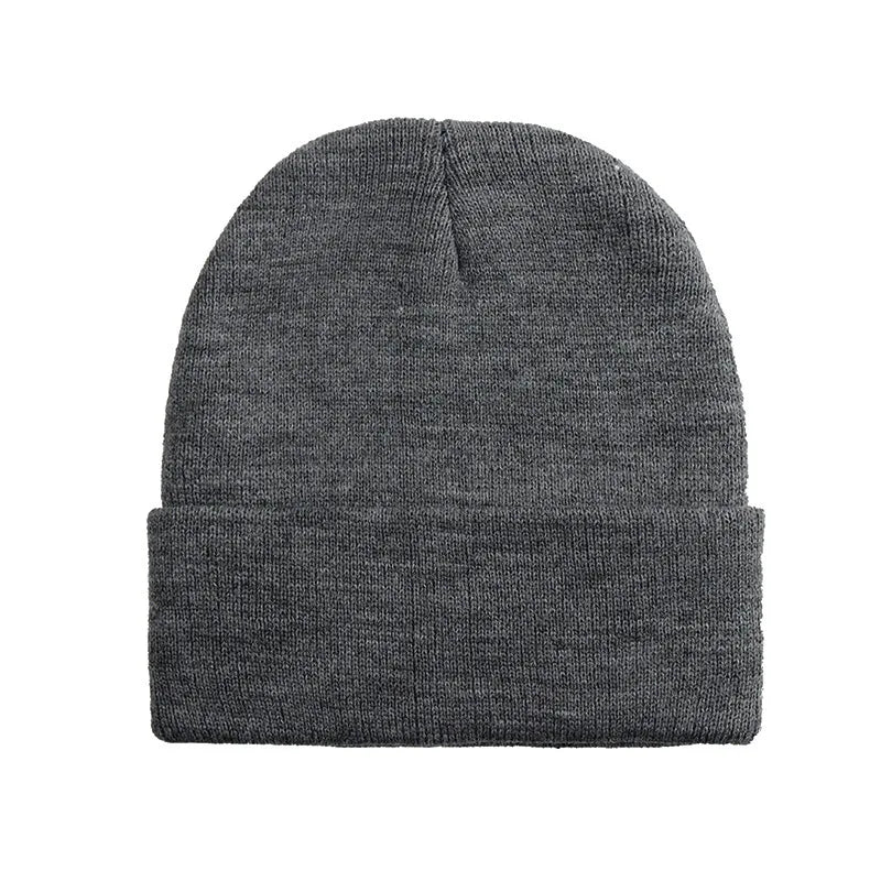 Chapeau froid uni tricoté de couleur unie, bord roulé, personnalisable, polyvalent, décontracté, polyvalent, chaud, pour hommes et femmes