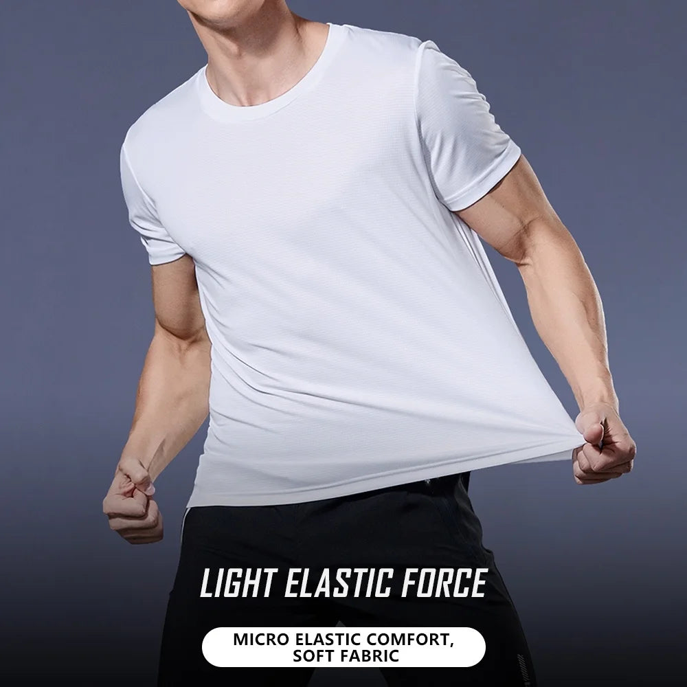 T-shirt à manches courtes pour homme, séchage rapide, évacuation de l'humidité, col rond, exercice d'entraînement, chemise de sport, gym