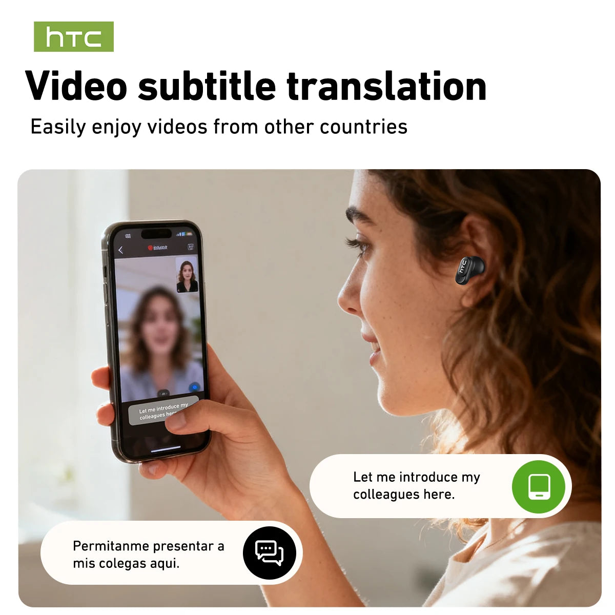 Écouteurs Bluetooth 6.0 TWS HTC NE79 avec traduction IA 135 langues, suppression du bruit ENC, son stéréo HiFi et écran LED