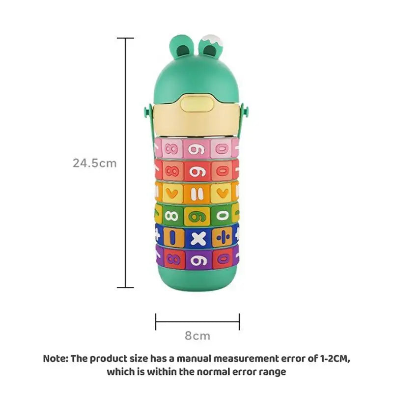 Bouteille d'eau isotherme en acier inoxydable pour enfants, jouet éducatif avec sangle et paille