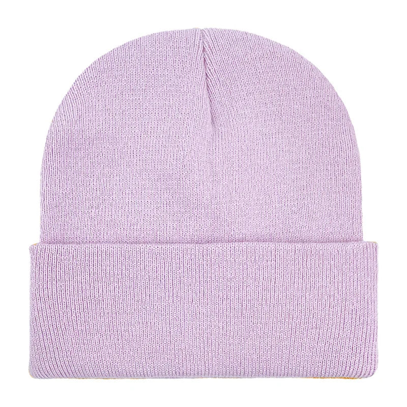 Chapeau froid uni tricoté de couleur unie, bord roulé, personnalisable, polyvalent, décontracté, polyvalent, chaud, pour hommes et femmes