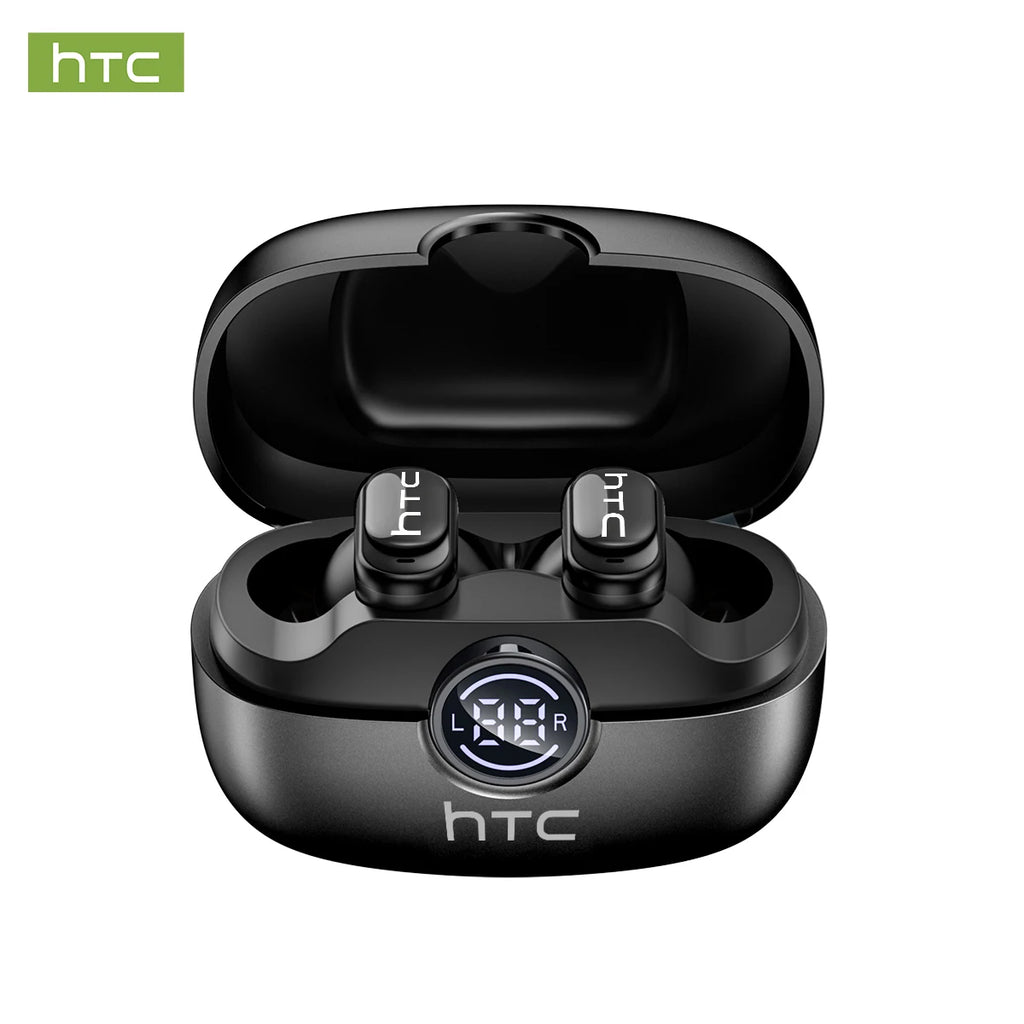 Écouteurs Bluetooth 6.0 TWS HTC NE79 avec traduction IA 135 langues, suppression du bruit ENC, son stéréo HiFi et écran LED