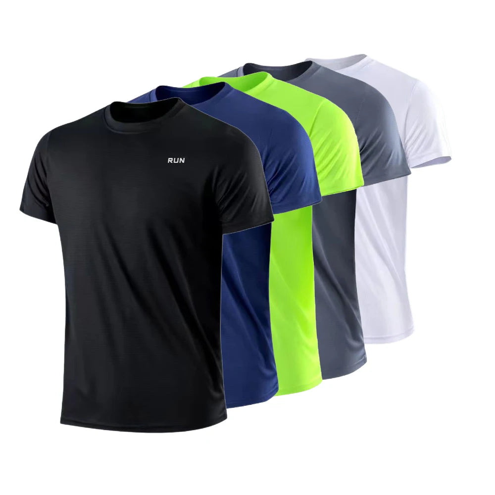 T-shirt à manches courtes pour homme, séchage rapide, évacuation de l'humidité, col rond, exercice d'entraînement, chemise de sport, gym