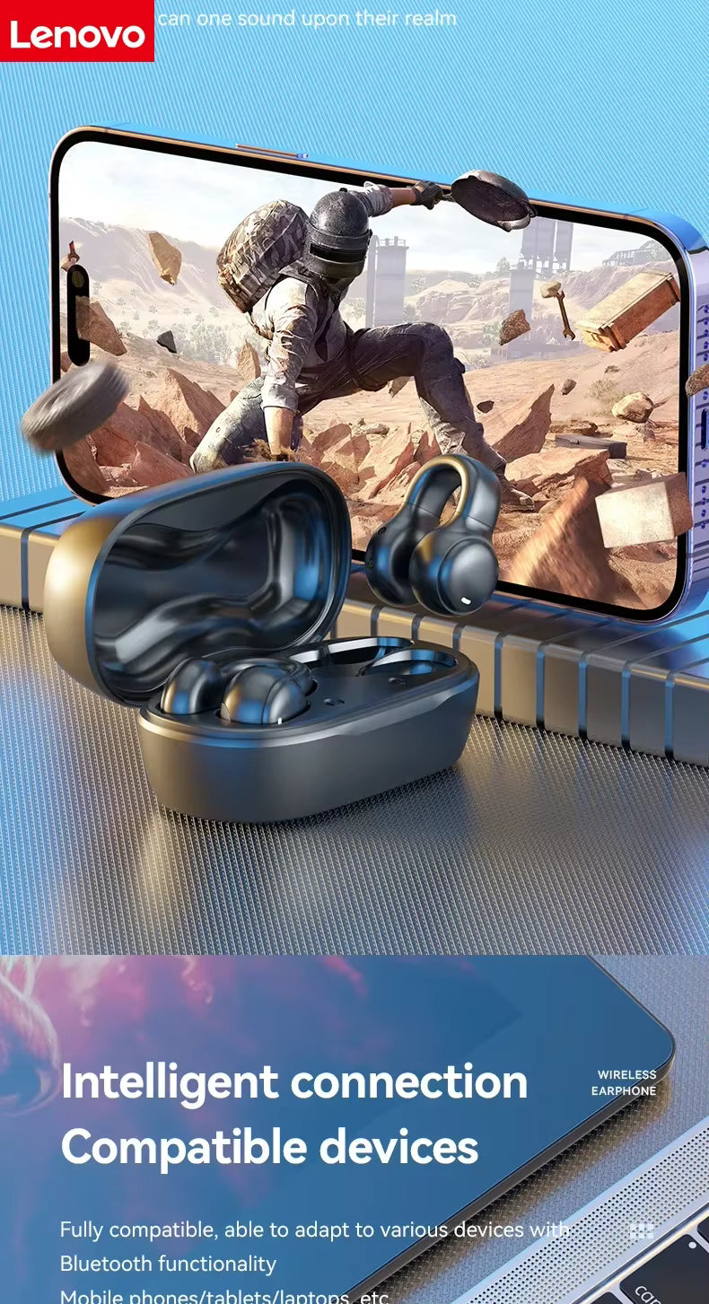 Écouteurs sans fil Lenovo Original M47, casque Bluetooth, écouteurs de recharge, écouteurs à conduction osseuse