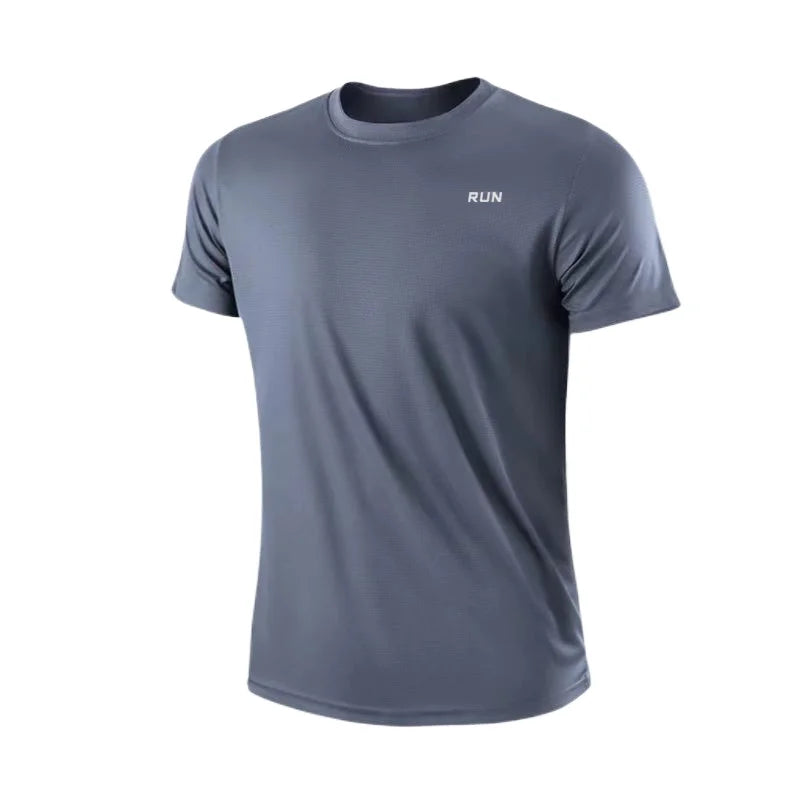 T-shirt à manches courtes pour homme, séchage rapide, évacuation de l'humidité, col rond, exercice d'entraînement, chemise de sport, gym