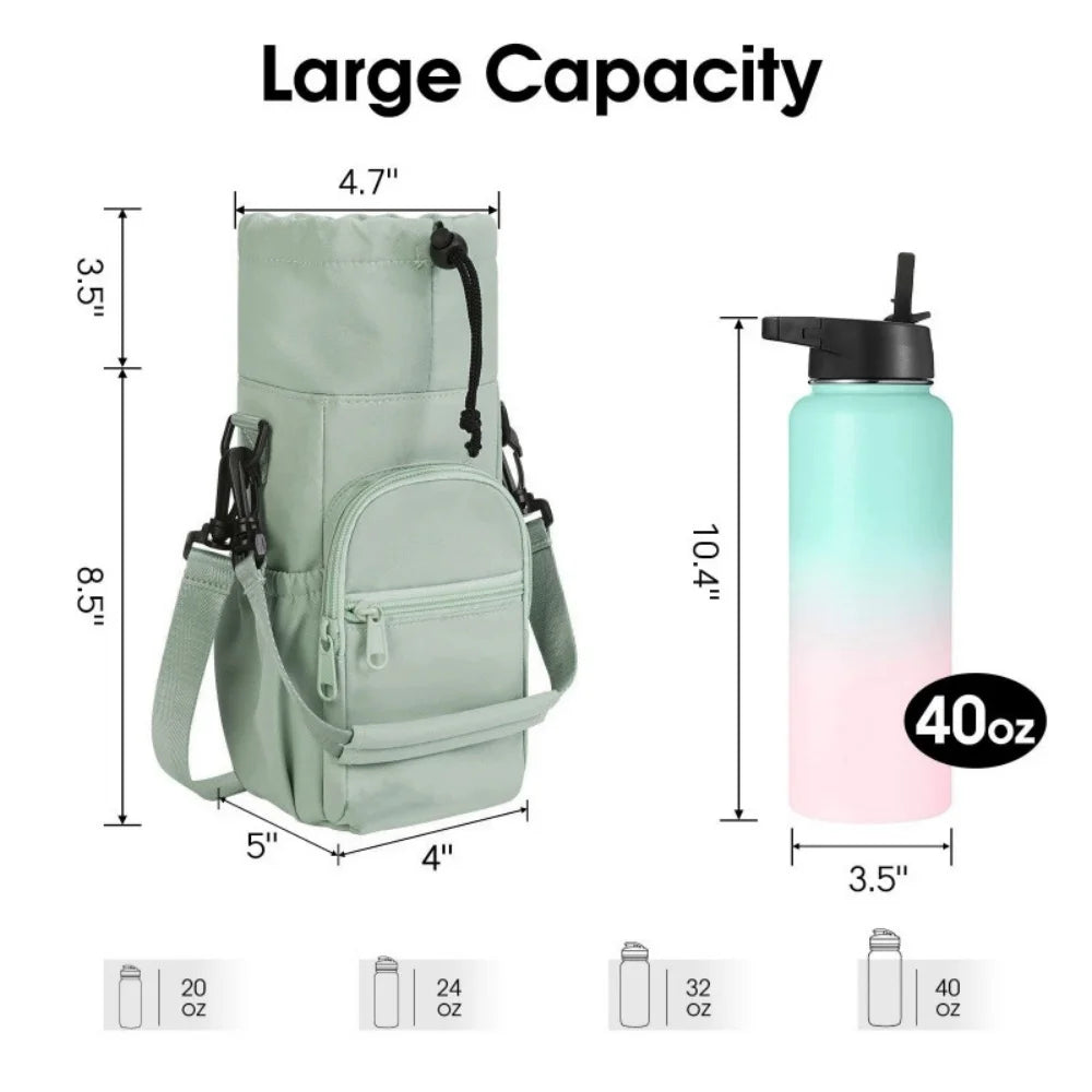 Sac de bouteille d'eau Portable avec sangle réglable, tasses thermiques, housse de protection isolée, poche pour téléphone, sac de voyage pour Sports de plein air
