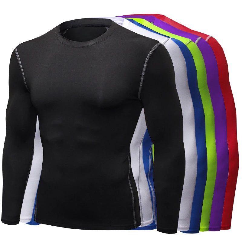 Sous-vêtement thermique à manches longues pour hommes, mince, ajusté, séchage rapide, élastique,  vêtements de sport, fitness