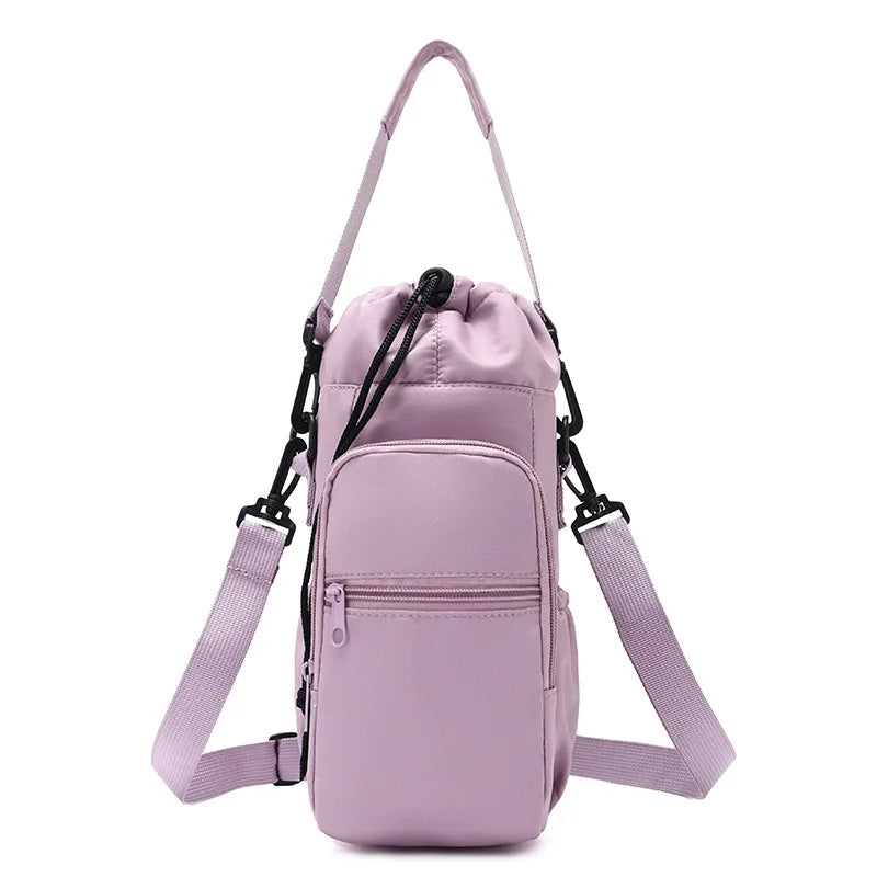 Sac de bouteille d'eau Portable avec sangle réglable, tasses thermiques, housse de protection isolée, poche pour téléphone, sac de voyage pour Sports de plein air