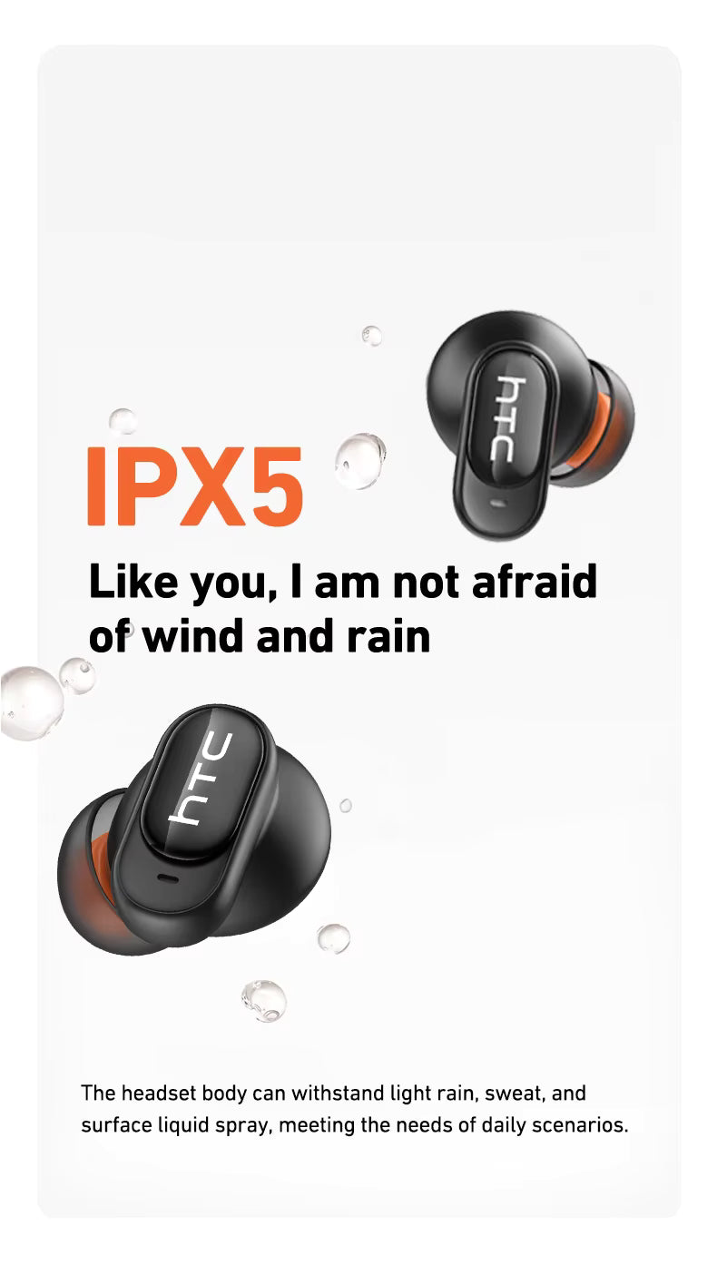 Écouteurs Bluetooth 6.0 TWS HTC NE79 avec traduction IA 135 langues, suppression du bruit ENC, son stéréo HiFi et écran LED