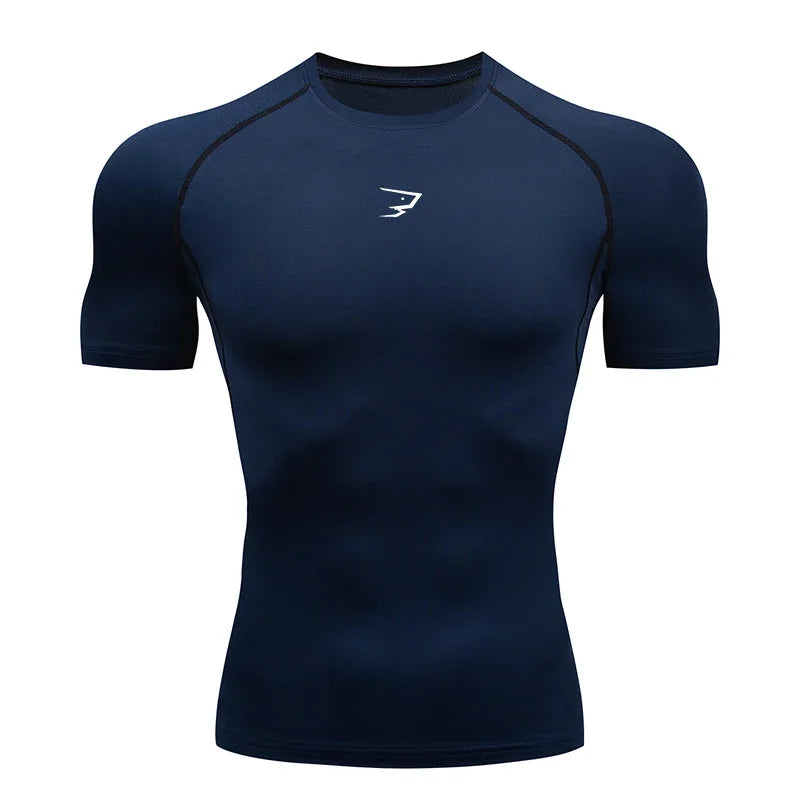 T-shirt à manches courtes Sport t-shirts Gym Fitness Hommes course Compression