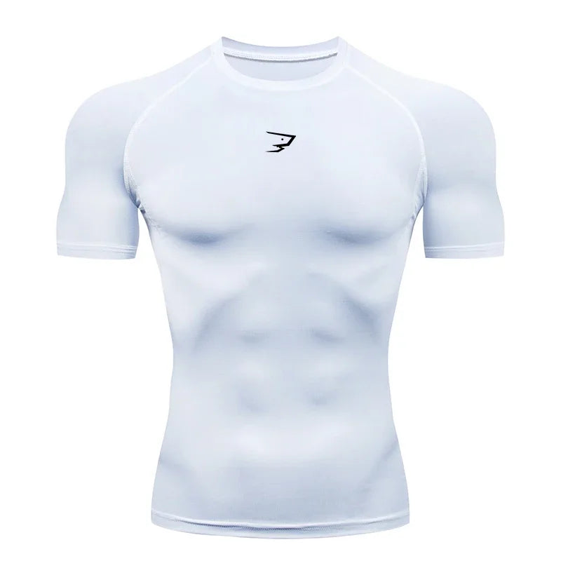 T-shirt à manches courtes Sport t-shirts Gym Fitness Hommes course Compression