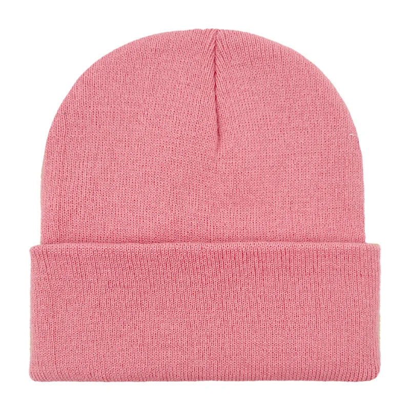 Chapeau froid uni tricoté de couleur unie, bord roulé, personnalisable, polyvalent, décontracté, polyvalent, chaud, pour hommes et femmes