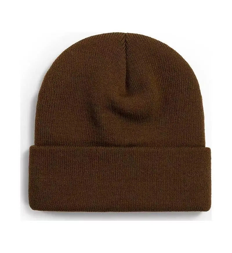 Chapeau froid uni tricoté de couleur unie, bord roulé, personnalisable, polyvalent, décontracté, polyvalent, chaud, pour hommes et femmes