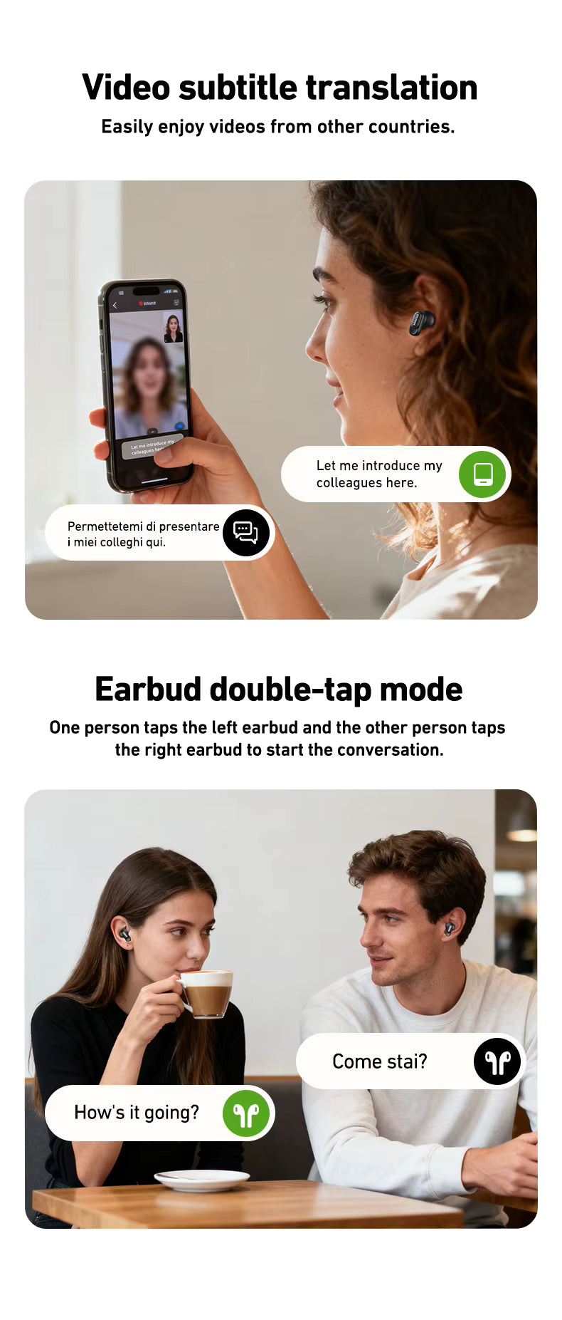Écouteurs Bluetooth 6.0 TWS HTC NE79 avec traduction IA 135 langues, suppression du bruit ENC, son stéréo HiFi et écran LED