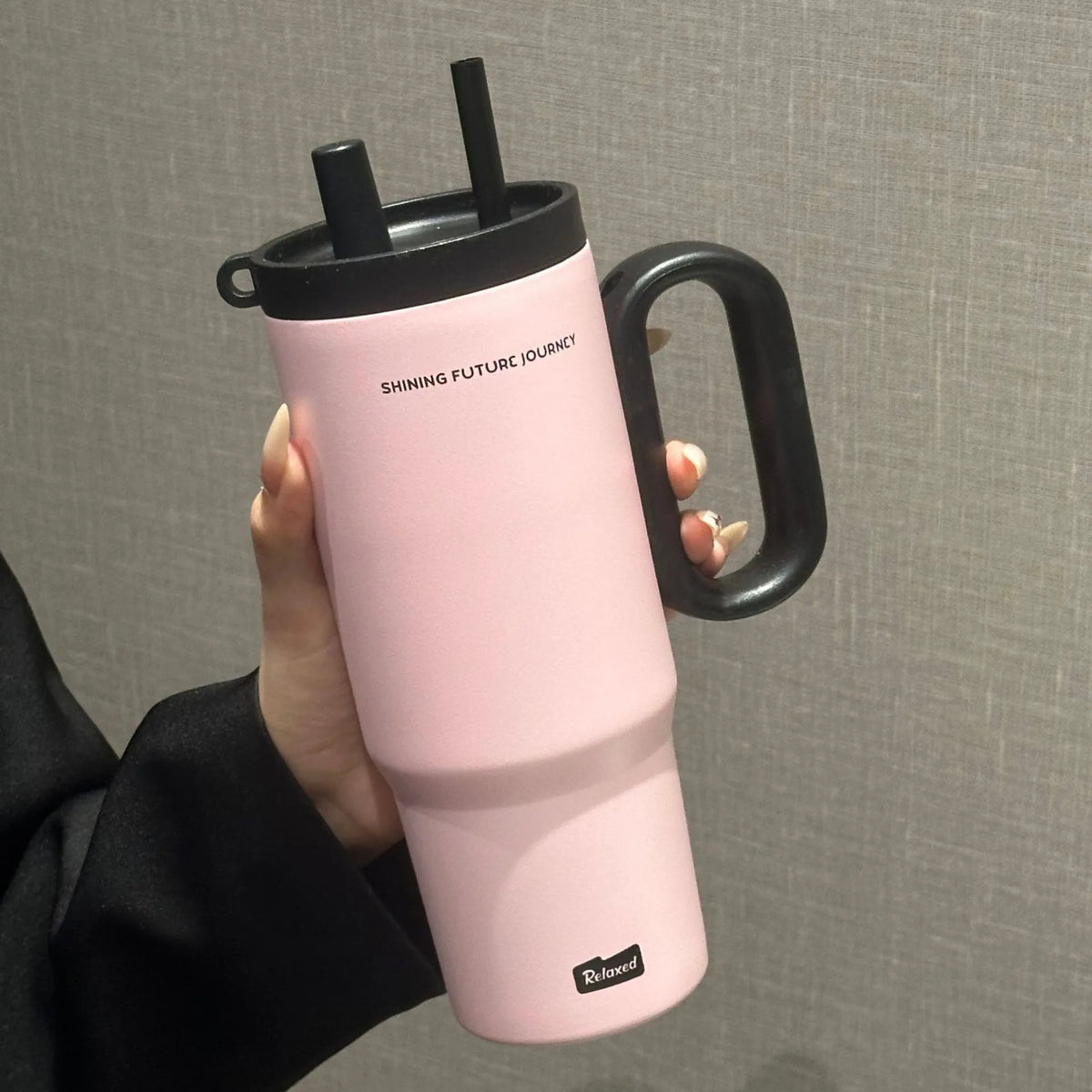 Tasse Thermos en acier inoxydable de 720ML, avec paille et poignée, boisson au café glacé, tasse isolée sous vide, bouteille d'eau extérieure pour voyage en voiture