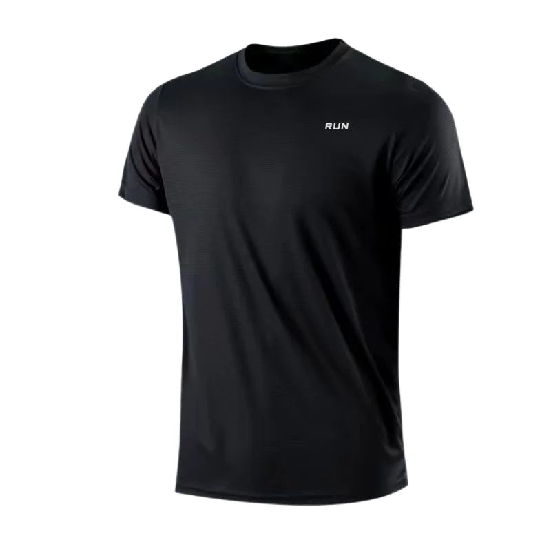 T-shirt à manches courtes pour homme, séchage rapide, évacuation de l'humidité, col rond, exercice d'entraînement, chemise de sport, gym