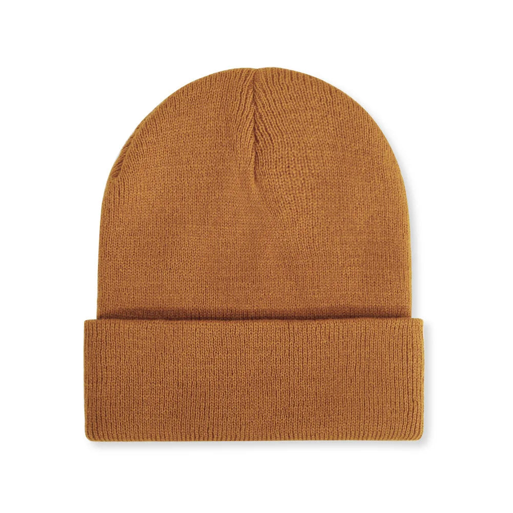 Chapeau froid uni tricoté de couleur unie, bord roulé, personnalisable, polyvalent, décontracté, polyvalent, chaud, pour hommes et femmes