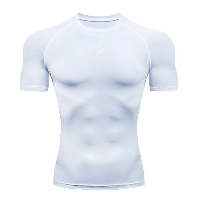 T-shirt à manches courtes Sport t-shirts Gym Fitness Hommes course Compression