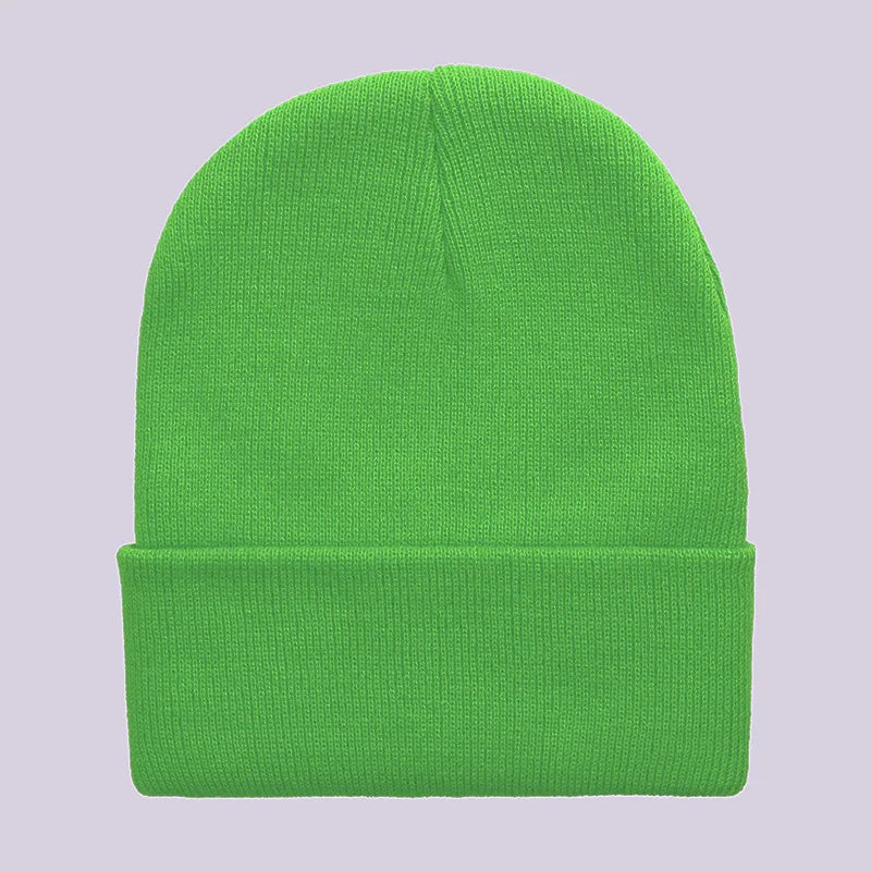 Chapeau froid uni tricoté de couleur unie, bord roulé, personnalisable, polyvalent, décontracté, polyvalent, chaud, pour hommes et femmes