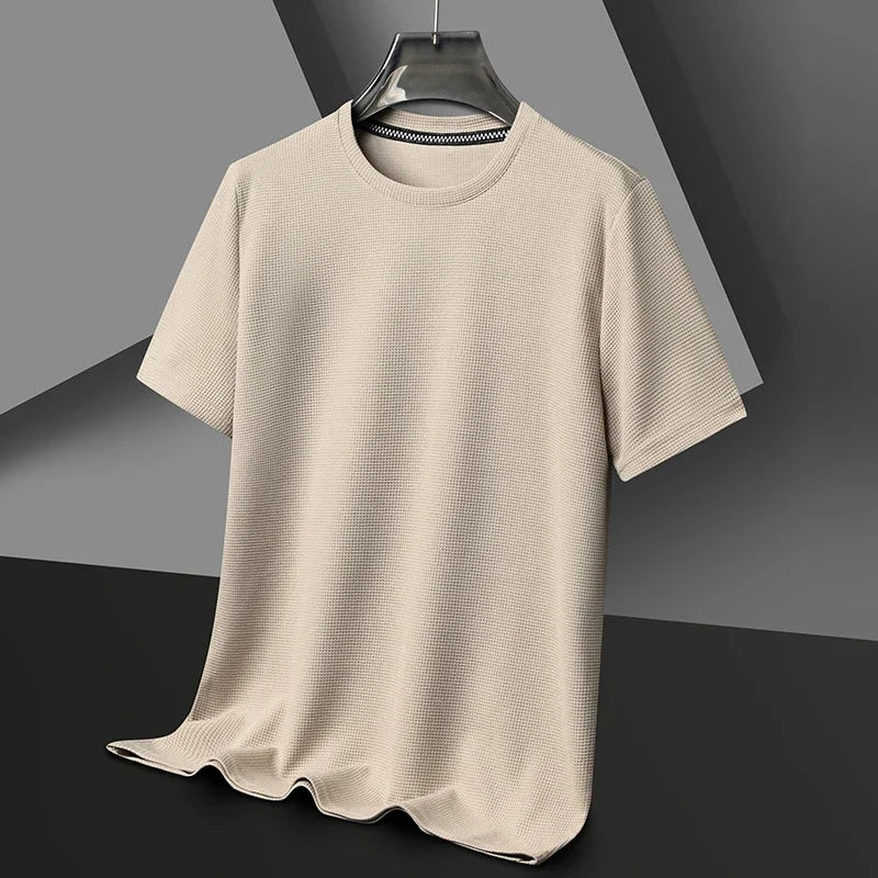 T-shirt à manches courtes et col rond gaufré pour hommes