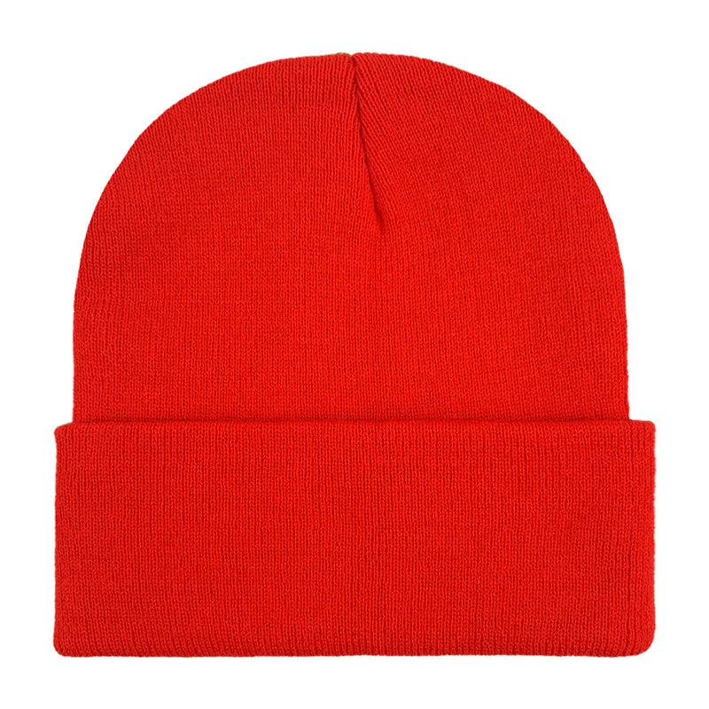 Chapeau froid uni tricoté de couleur unie, bord roulé, personnalisable, polyvalent, décontracté, polyvalent, chaud, pour hommes et femmes
