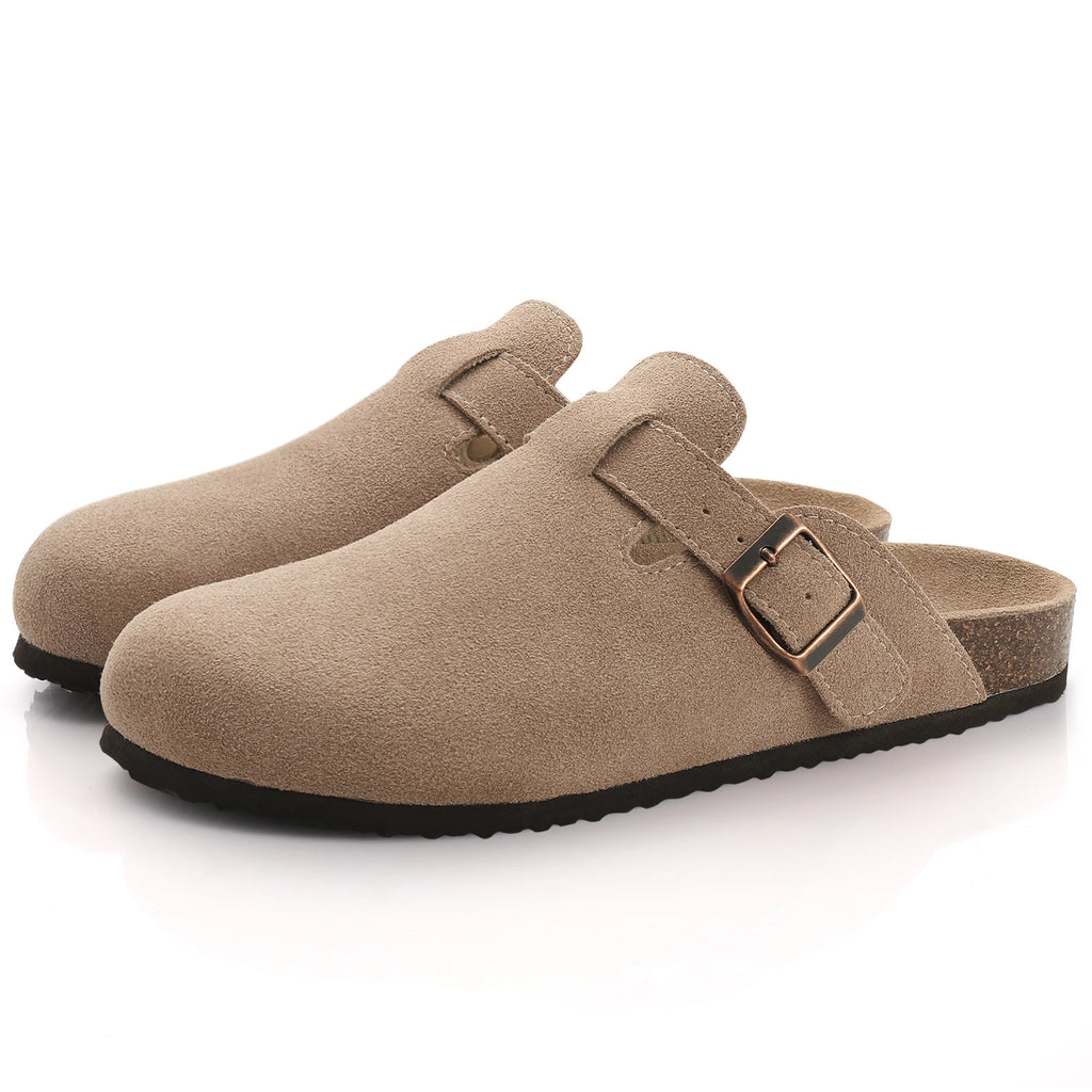 Comwarm – Mules en daim, sandales à semelle intérieure en liège avec Support d'arc