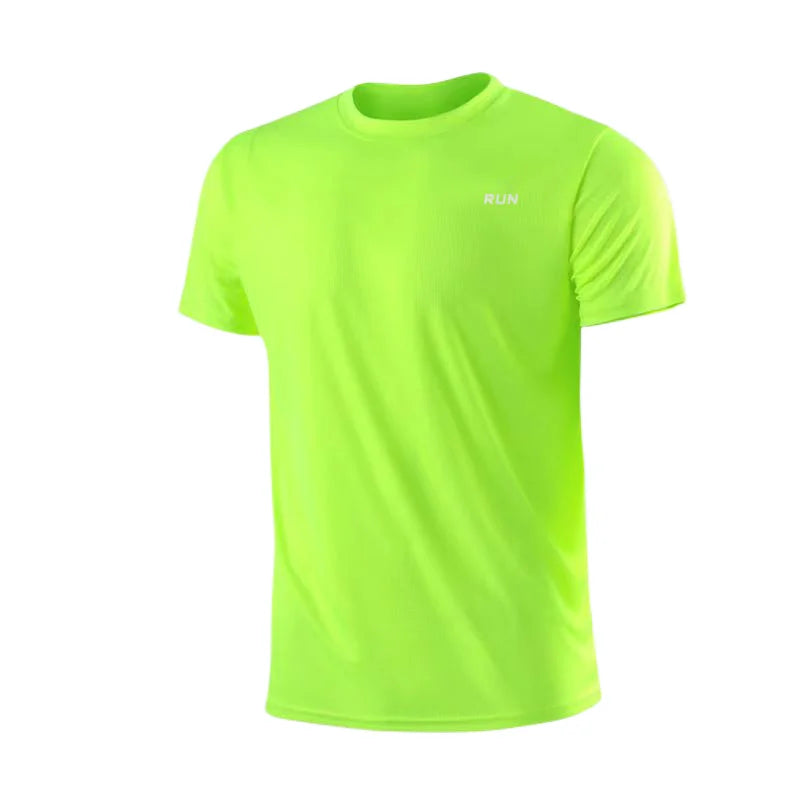 T-shirt à manches courtes pour homme, séchage rapide, évacuation de l'humidité, col rond, exercice d'entraînement, chemise de sport, gym