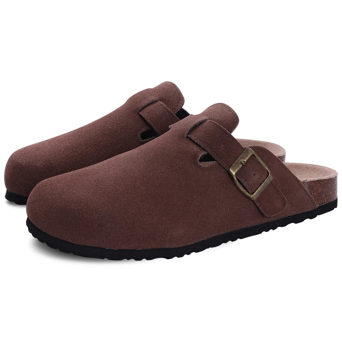 Comwarm – Mules en daim, sandales à semelle intérieure en liège avec Support d'arc